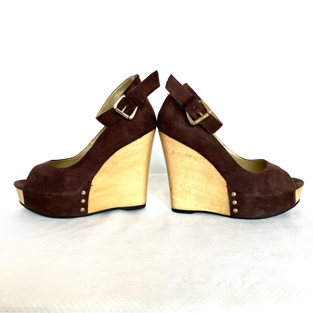 OFFICE LONDON BROWN SUEDE WEDGE